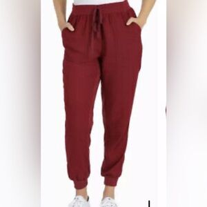 Seven7 Utility Jogger Pants Women's Breathable Linen‎ drawstring burgundy XXL